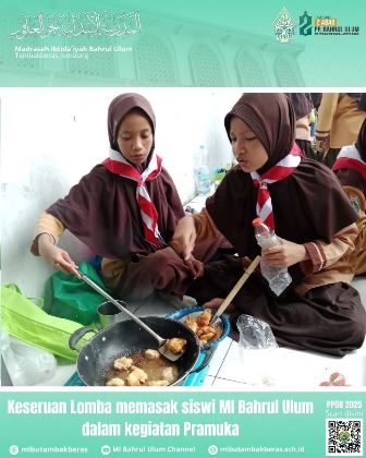 >Keseruan Lomba Memasak Siswi MI Bahrul Ulum dalam kegiatan Pramuka